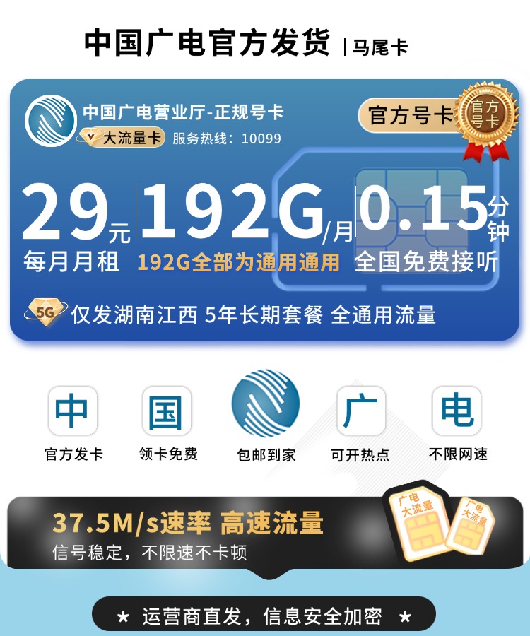 广电马尾卡套餐详情